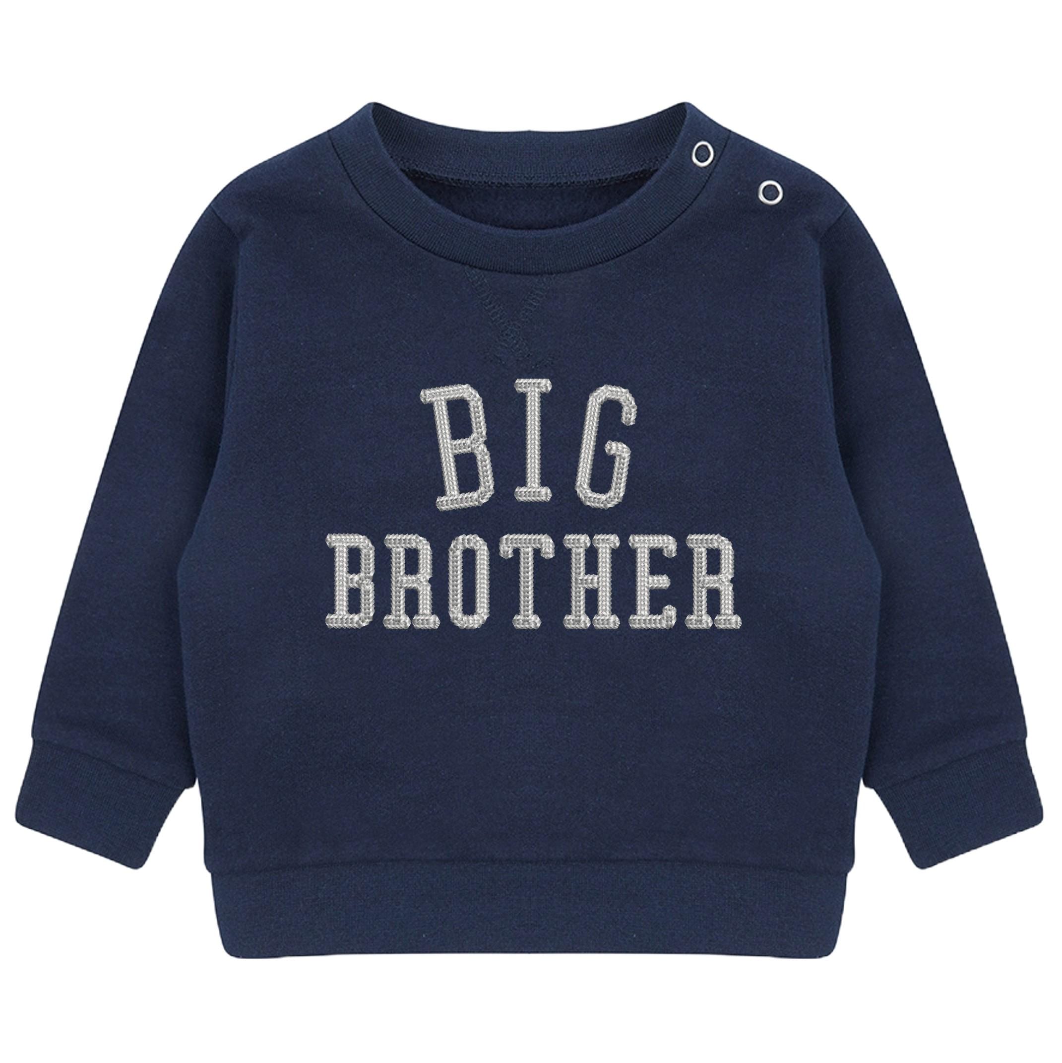 Embroidered Big & Little Brother Boys Sustainable Sweatshirts Navy Baby and Toddler Varsity Matching New Siblings