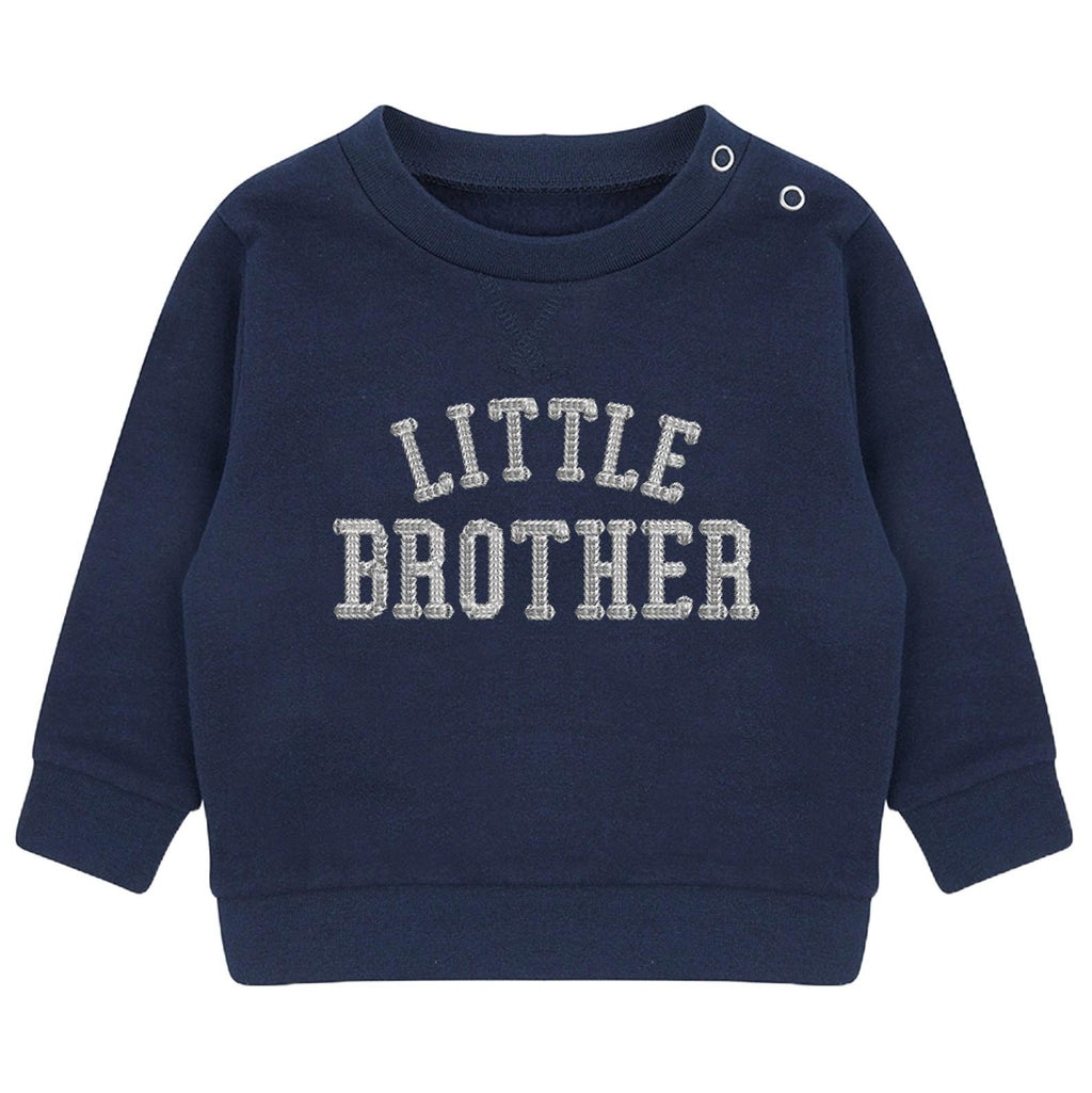Embroidered Big & Little Brother Boys Sustainable Sweatshirts Navy Baby and Toddler Varsity Matching New Siblings