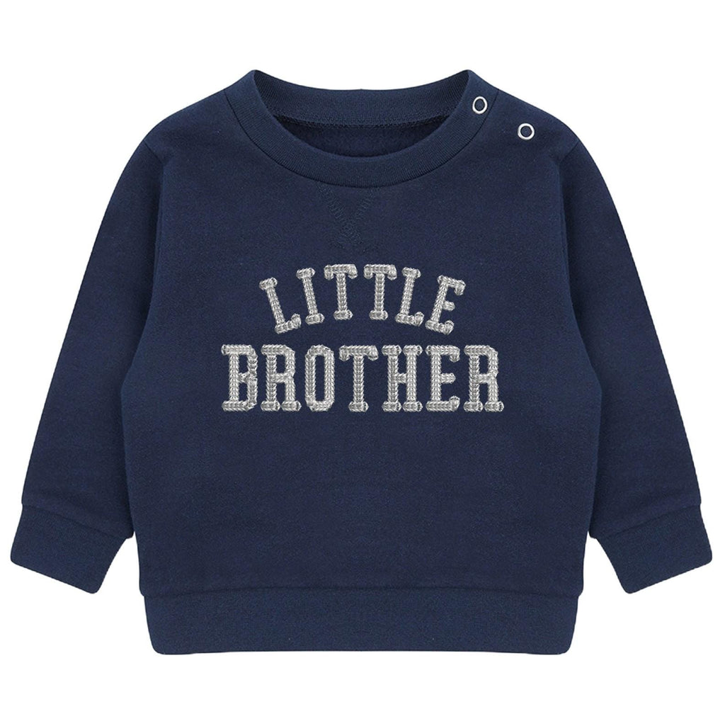 Embroidered Big & Little Brother Boys Sustainable Sweatshirts Navy Baby and Toddler Varsity Matching New Siblings