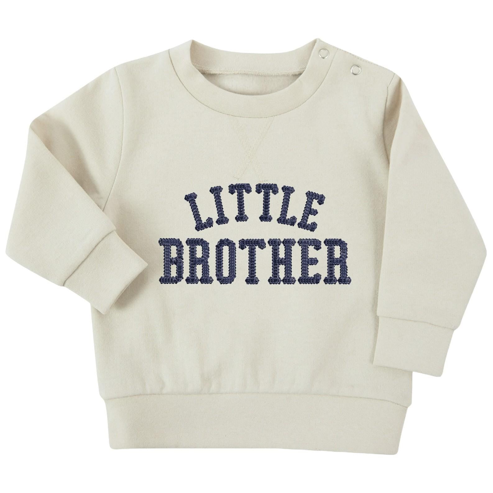 Embroidered Big & Little Brother Boys Sustainable Sweatshirts Stone Baby and Toddler Varsity Matching New Siblings