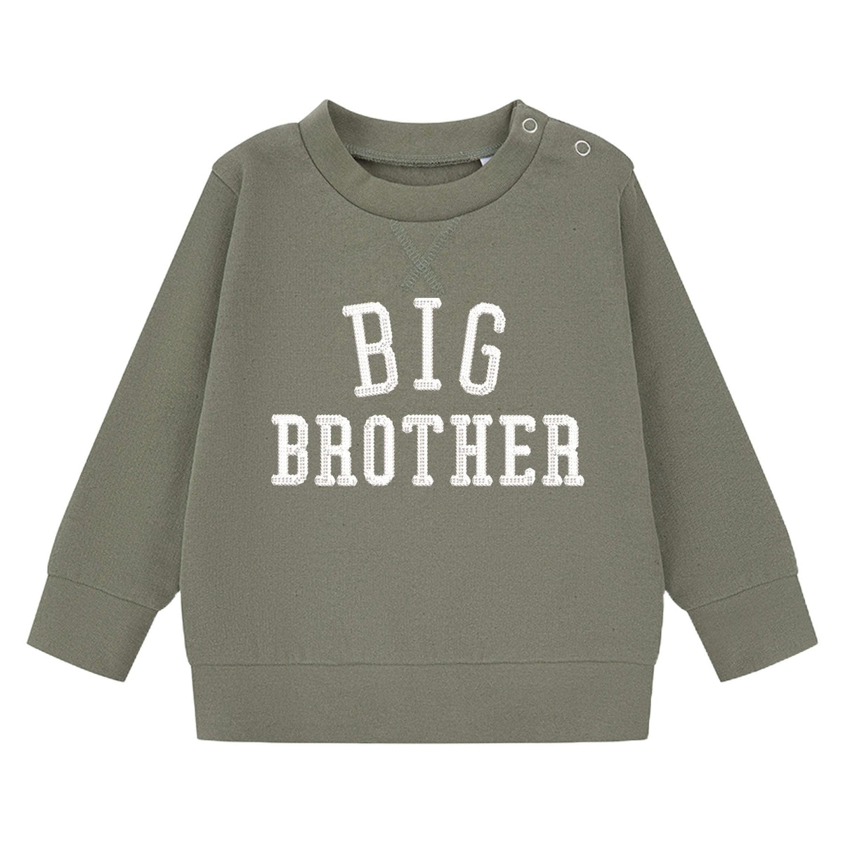Embroidered Big & Little Brother Boys Sustainable Sweatshirts Khaki Baby and Toddler Varsity Matching New Siblings