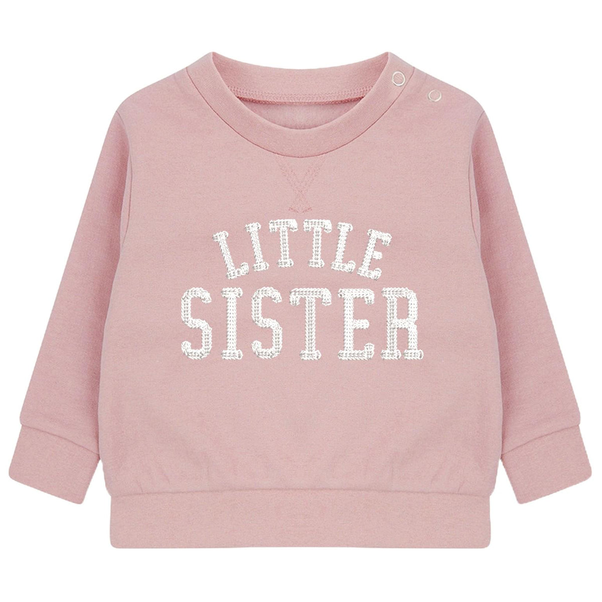 Embroidered Big & Little Sister Girls Sustainable Sweatshirts Baby and Toddler Pink Varsity Matching New Siblings