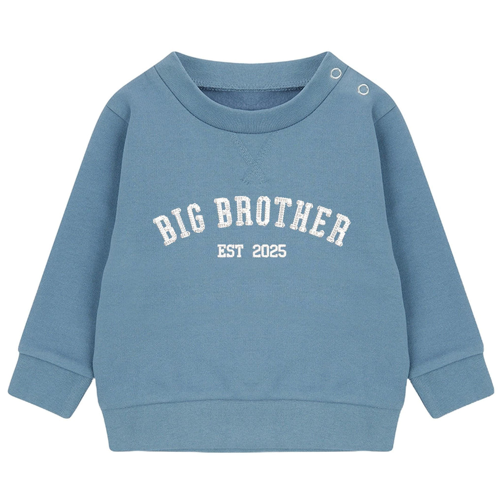 Embroidered Big Brother Personalised Year Boys Sustainable Sweatshirts Baby and Toddler Custom Varsity New Sibling Gift