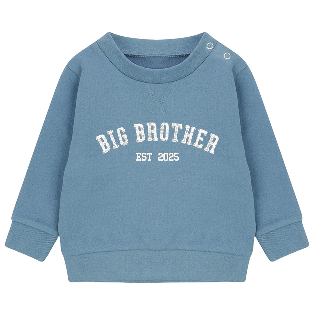 Embroidered Big Brother Personalised Year Boys Sustainable Sweatshirts Baby and Toddler Custom Varsity New Sibling Gift