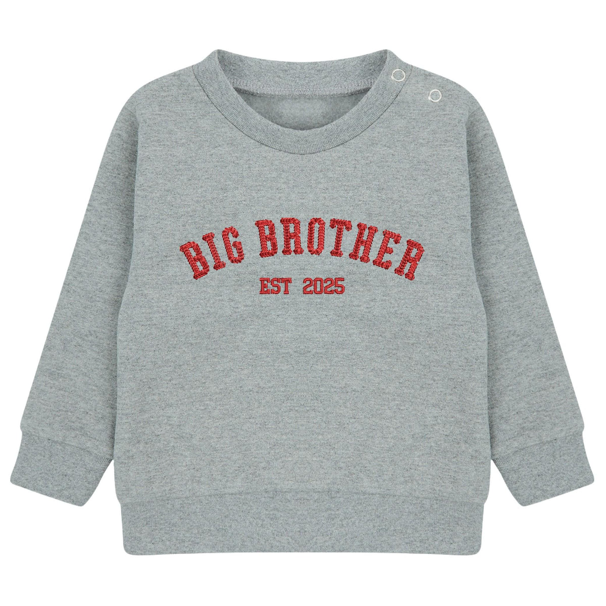Embroidered Big Brother Personalised Year Boys Sustainable Sweatshirts Baby and Toddler Custom Varsity New Sibling Gift