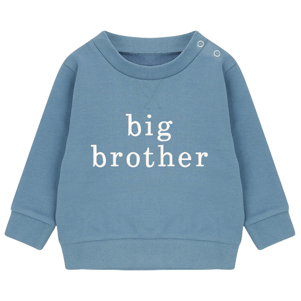 Embroidered Big & Little Brother Boys Sustainable Sweatshirts Blue Baby and Toddler Matching New Siblings