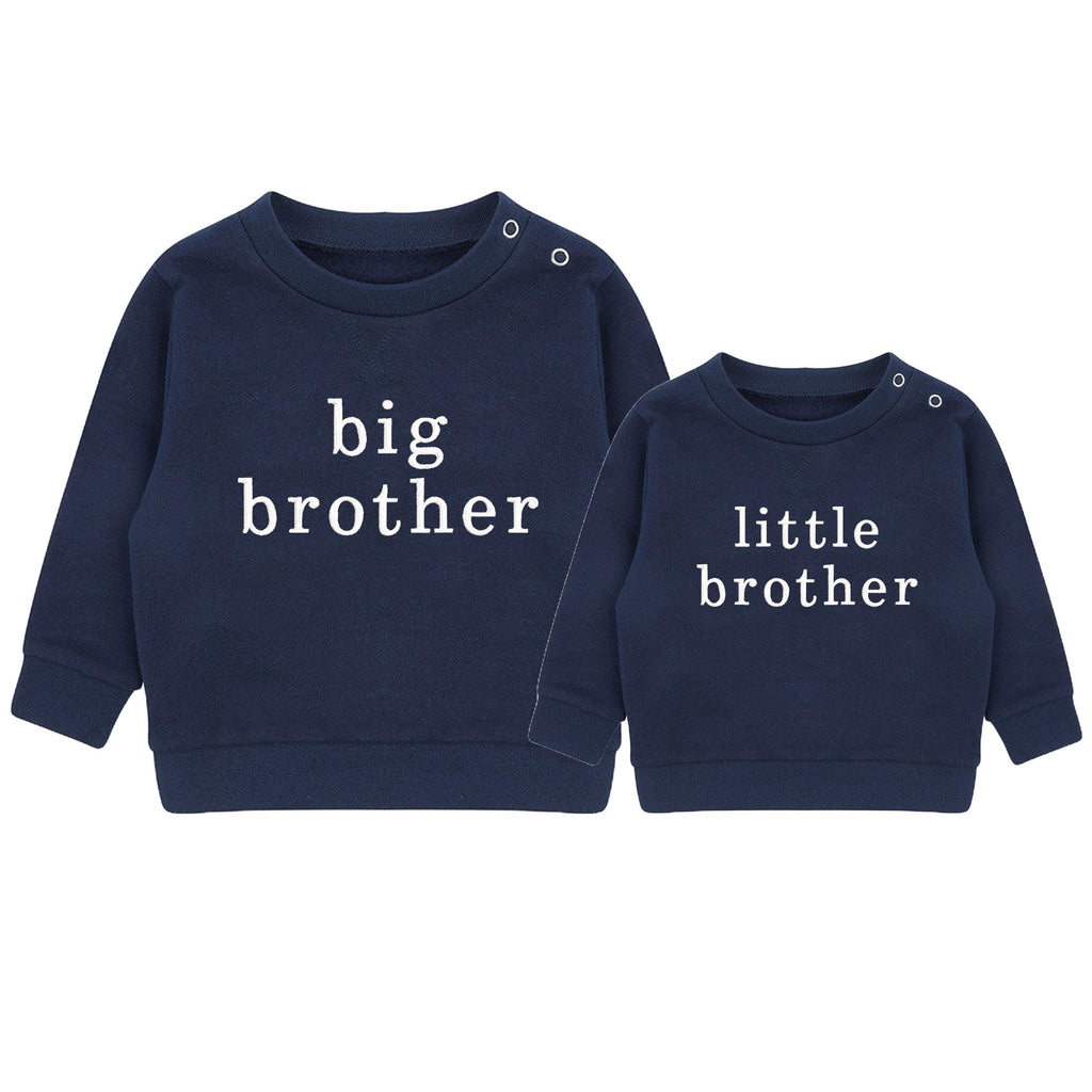 Embroidered Big & Little Brother Boys Sustainable Sweatshirts Navy Baby and Toddler Matching New Siblings