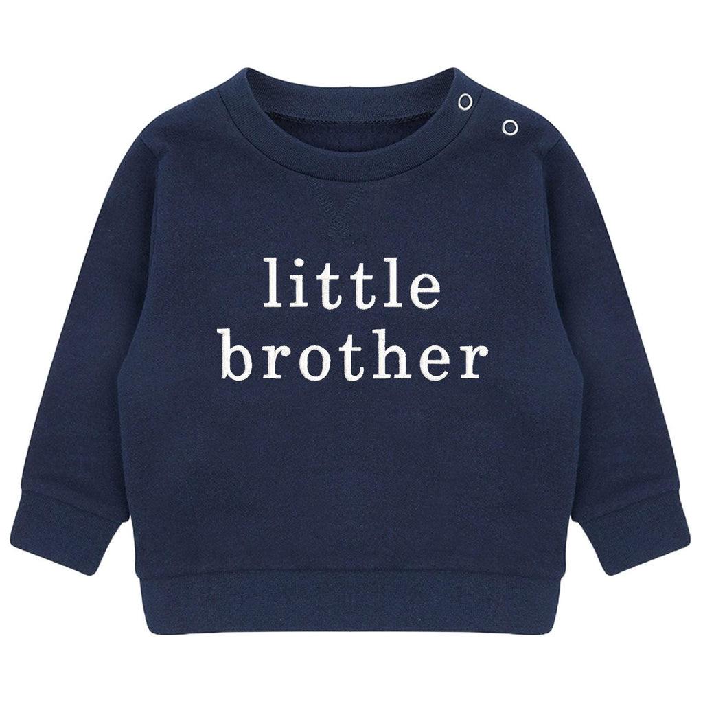 Embroidered Big & Little Brother Boys Sustainable Sweatshirts Navy Baby and Toddler Matching New Siblings