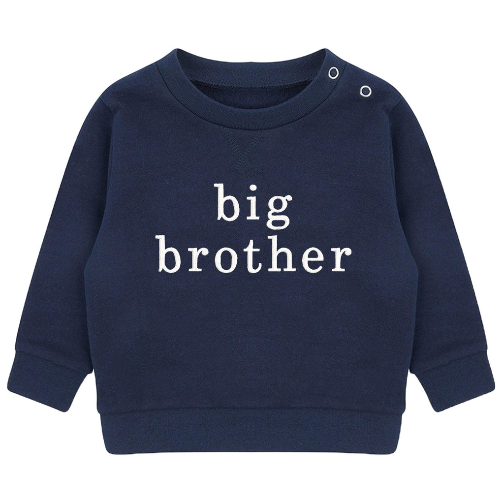 Embroidered Big & Little Brother Boys Sustainable Sweatshirts Navy Baby and Toddler Matching New Siblings