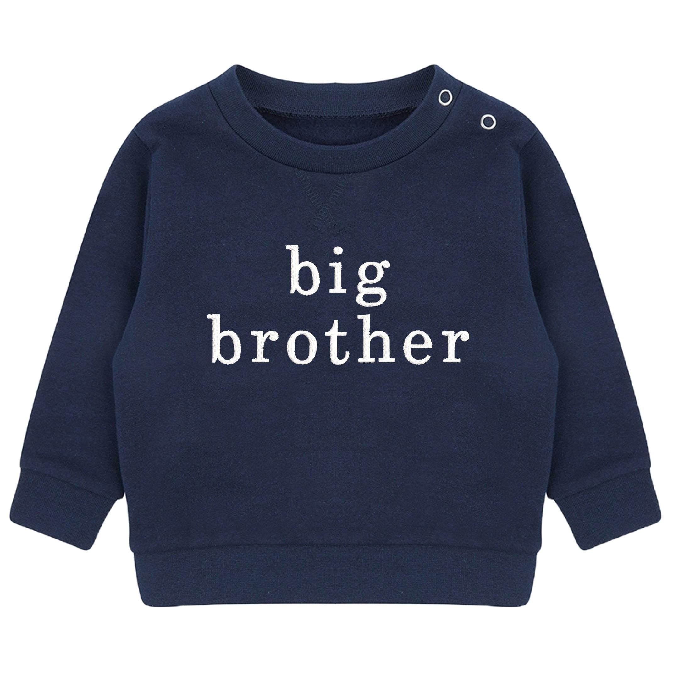 Embroidered Big & Little Brother Boys Sustainable Sweatshirts Navy Baby and Toddler Matching New Siblings