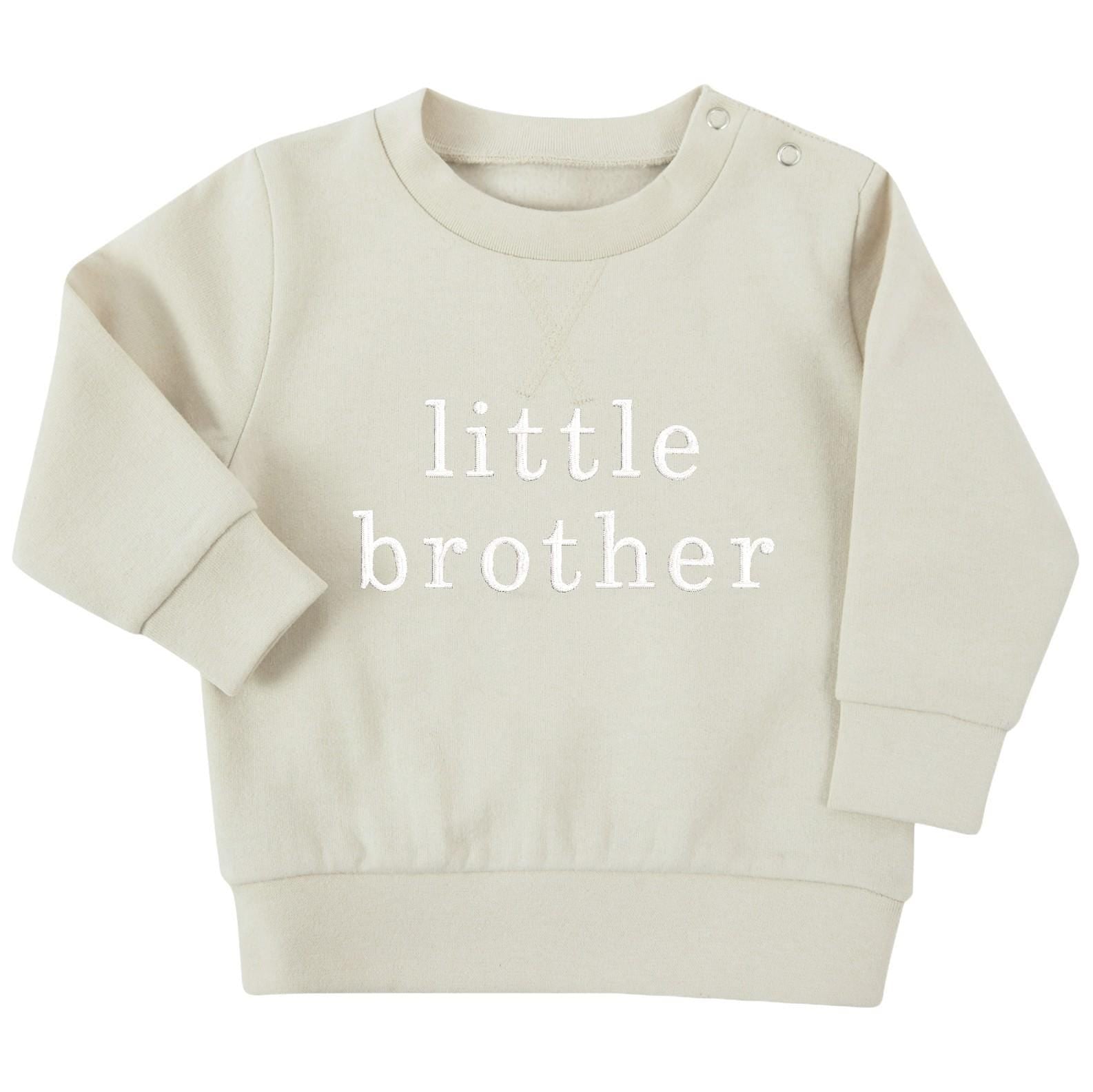 Embroidered Big & Little Brother Boys Sustainable Sweatshirts Stone Baby and Toddler Matching New Siblings