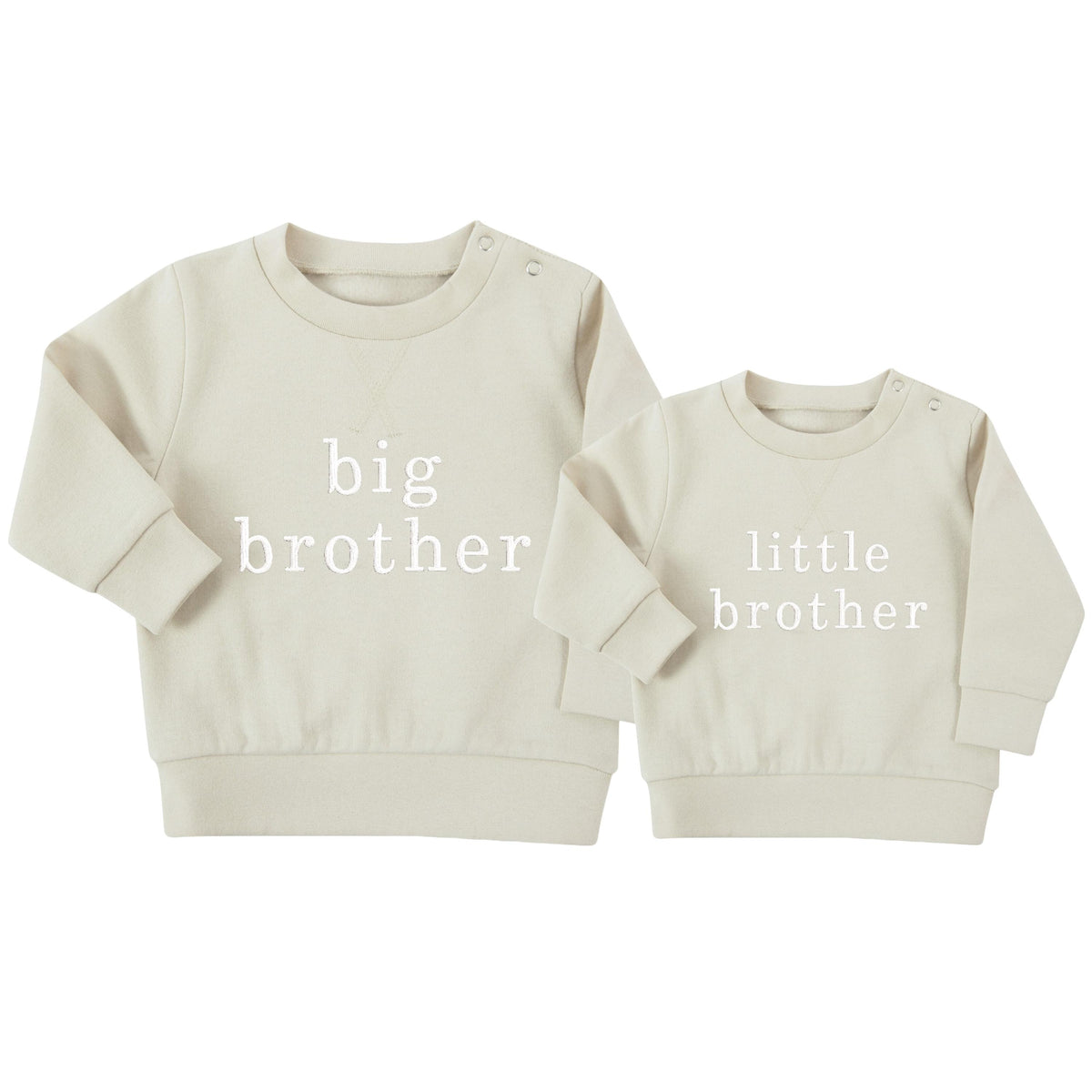 Embroidered Big & Little Brother Boys Sustainable Sweatshirts Stone Baby and Toddler Matching New Siblings