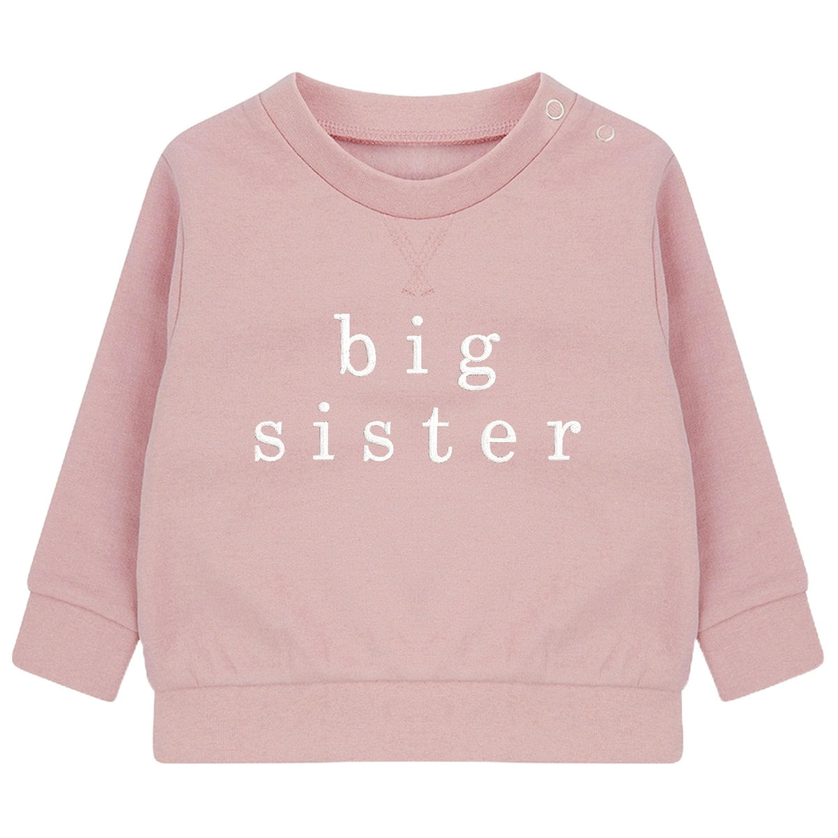 Embroidered Big & Little Sister Girls Sustainable Sweatshirts Baby and Toddler Pink Matching New Siblings