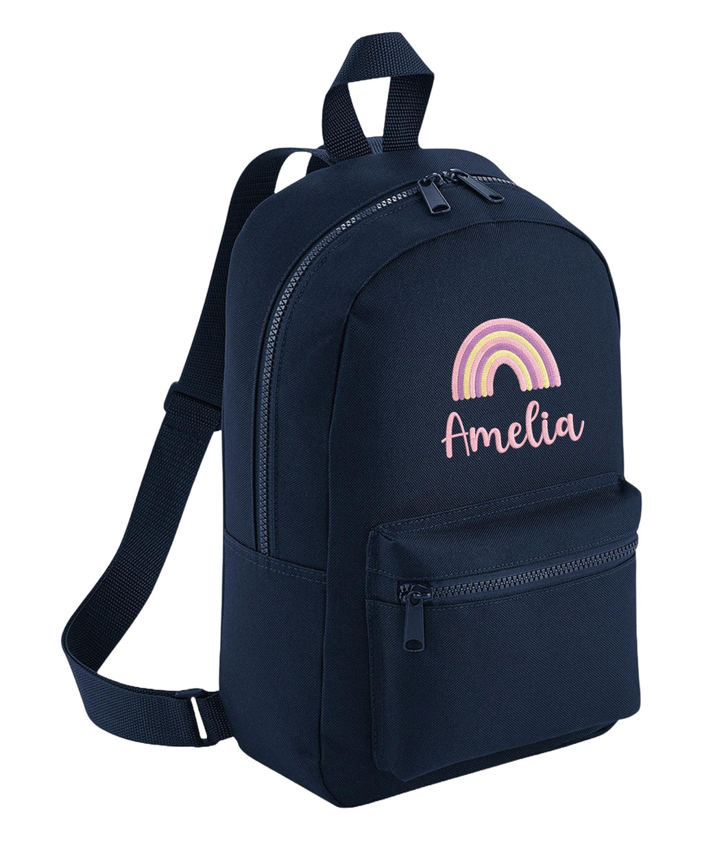 Embroidered Girls Personalised Pink Rainbow Name Backpack & Lunch Bag Set Custom School Rucksack Nursery Bag