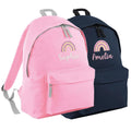 Embroidered Personalised Name Pink Rainbow Junior Backpack Girls Custom School Rucksack Nursery Bag