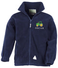 Embroidered Tractor Personalised Name Boys Fleece Jacket Navy Kids Custom Text Farm Coat