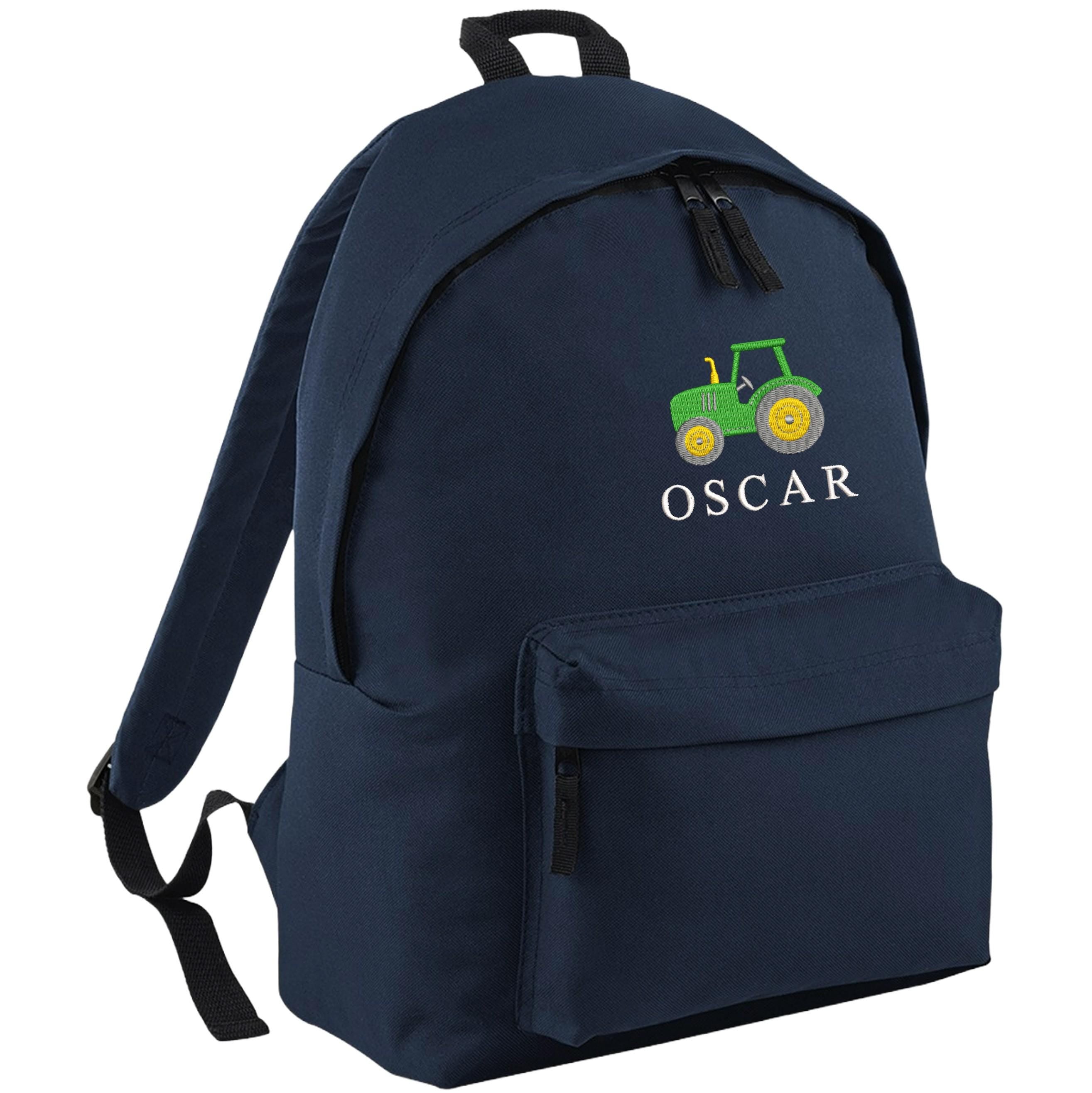 Embroidered Kids Tractor Personalised Name Junior Backpack Boys Custom School Rucksack Nursery Bag