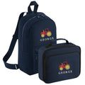 Embroidered Tractor Kids Personalised Name Backpack & Lunch Bag Set Boys Navy Custom School Rucksack Nursery Bag