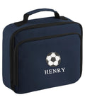 Embroidered Boys Personalised Football Name Lunch Cool Bag Box Custom Text School Nursery