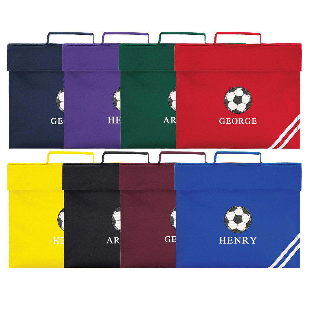 Embroidered Football Kids Personalised Name Book Bag Boys Girls Custom School Bag