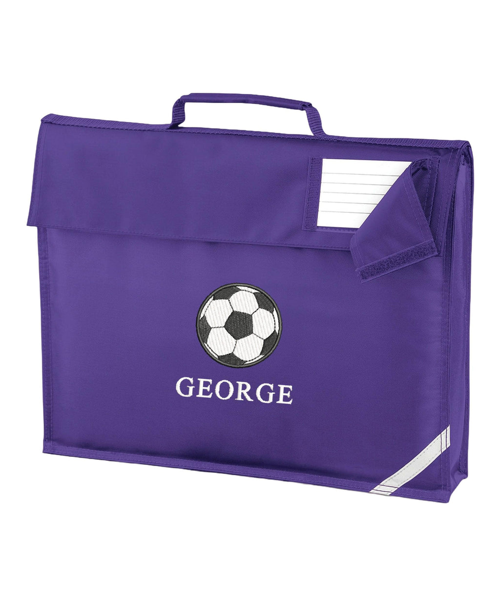 Embroidered Football Kids Personalised Name Book Bag Boys Girls Custom School Bag