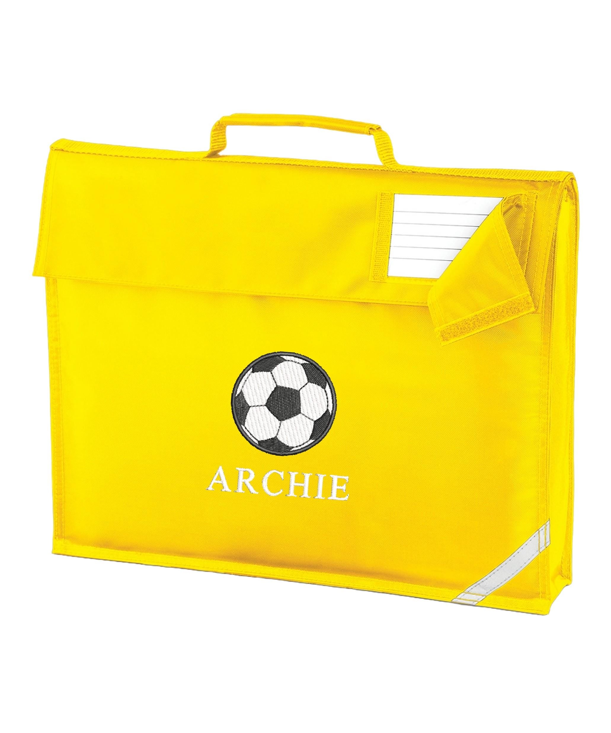 Embroidered Football Kids Personalised Name Book Bag Boys Girls Custom School Bag