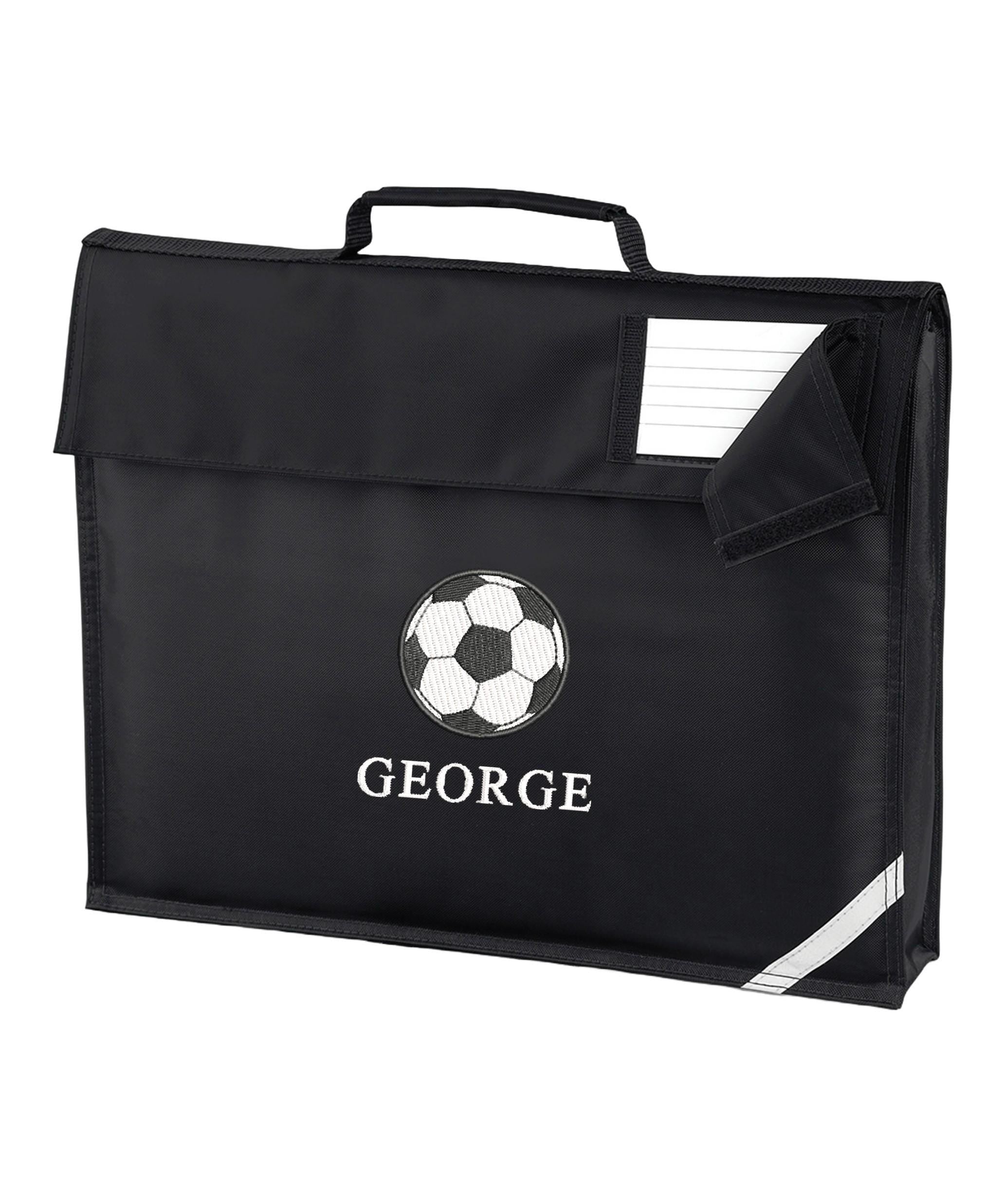Embroidered Football Kids Personalised Name Book Bag Boys Girls Custom School Bag