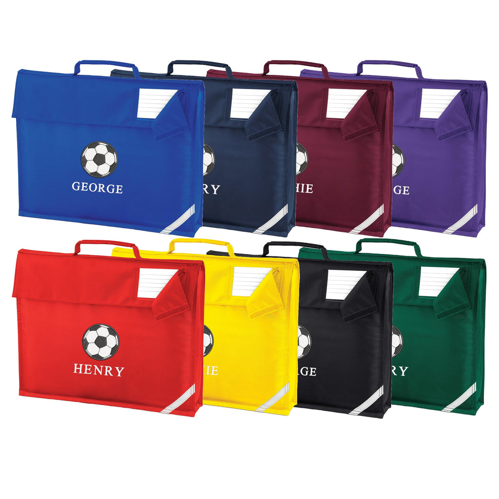 Embroidered Football Kids Personalised Name Book Bag Boys Girls Custom School Bag