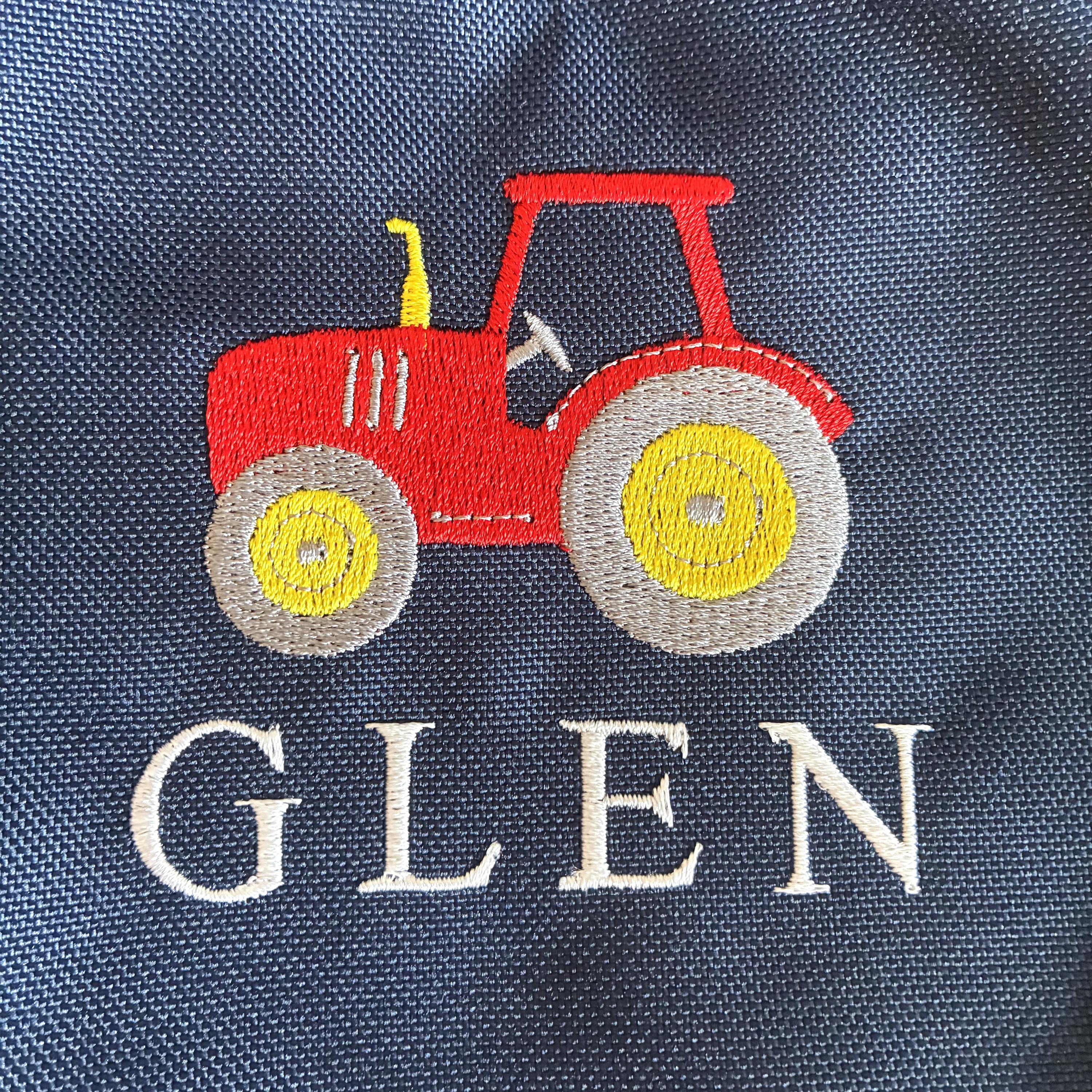 Embroidered Kids Tractor Personalised Name Junior Backpack Boys Custom School Rucksack Nursery Bag