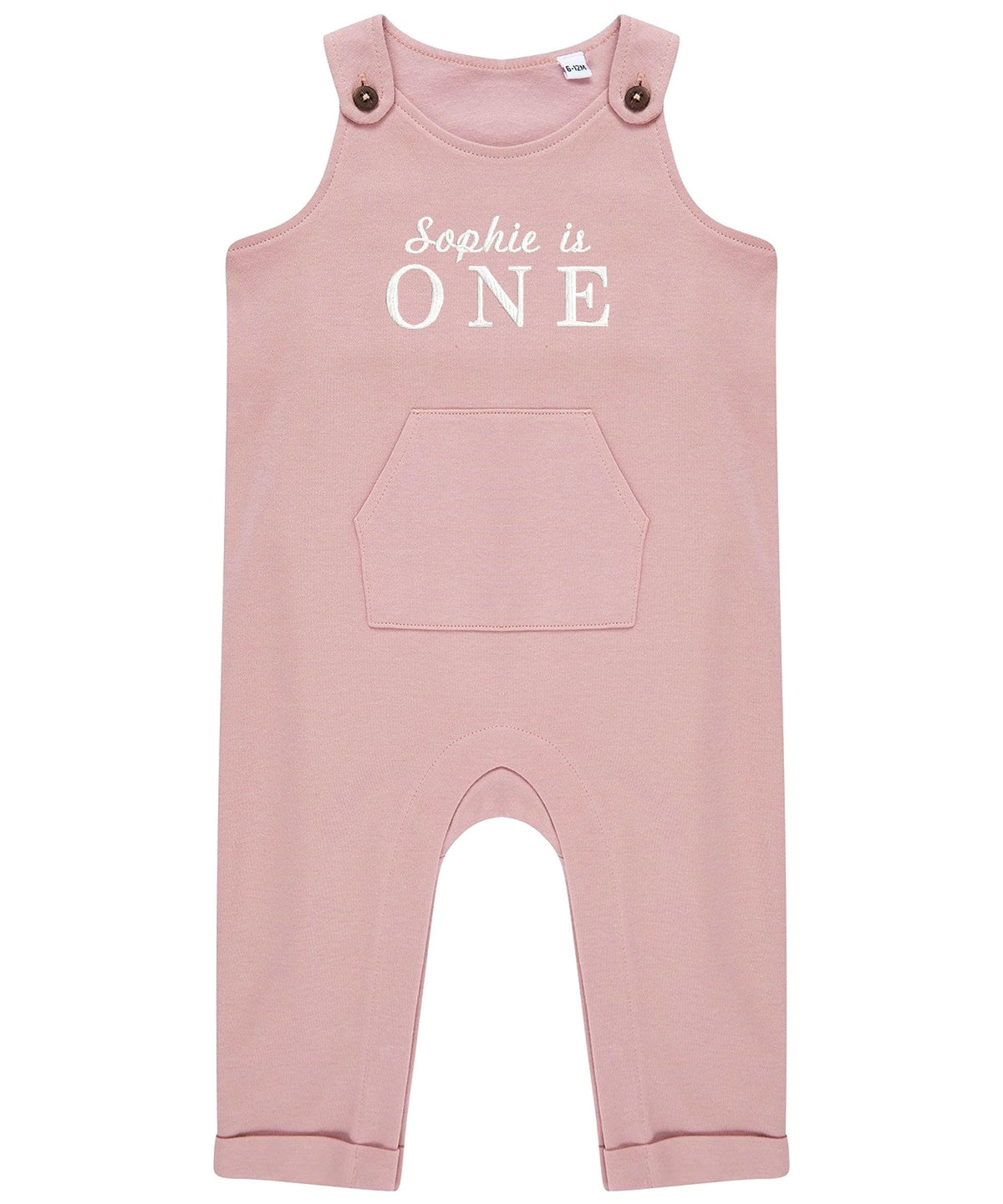 Embroidered Personalised Name Is One Organic Cotton Dungarees Baby & Toddler Girls Boys 1st Birthday Party Outfit Gift
