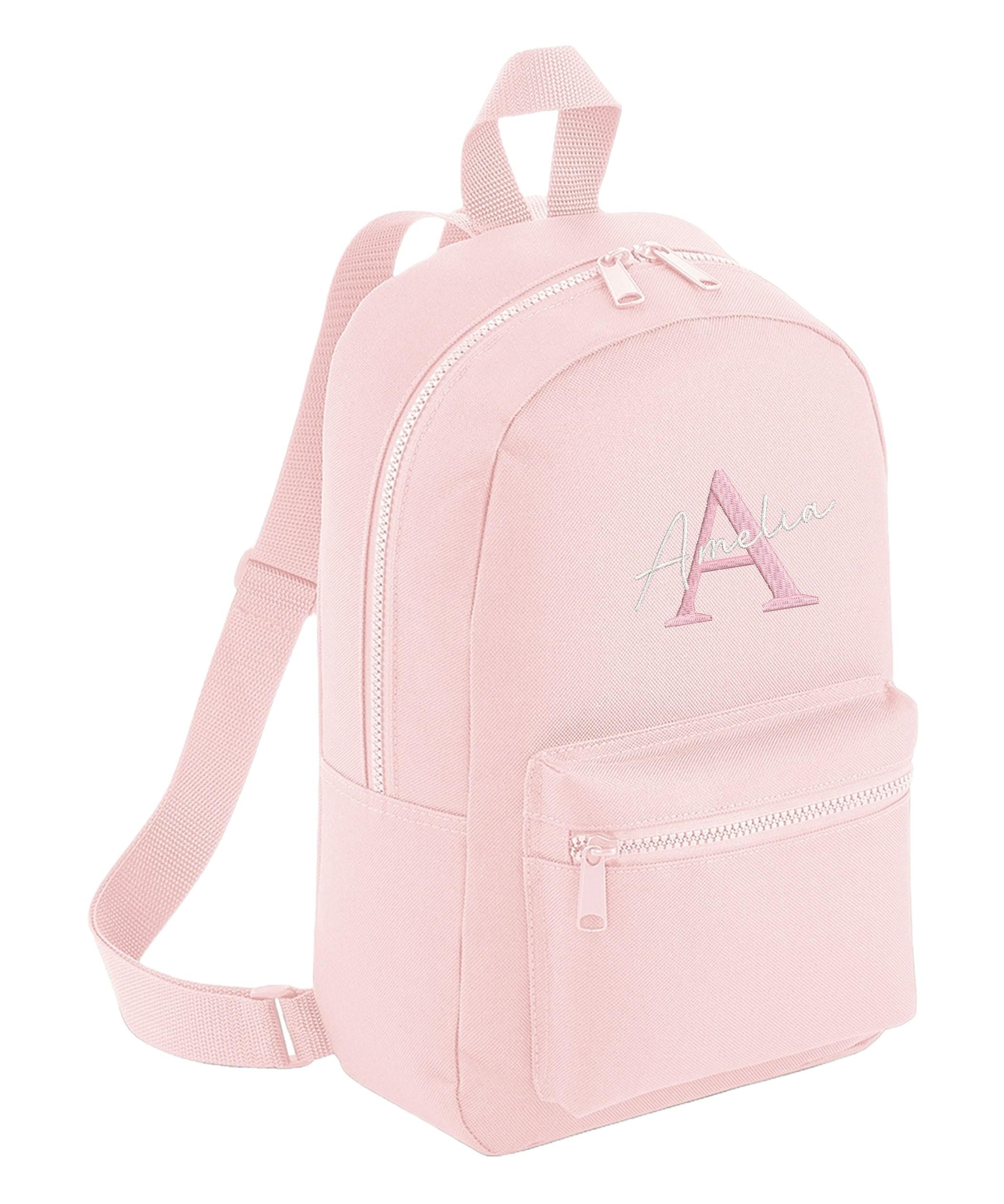 Embroidered Girls Personalised Initial Name Mini Backpack Custom Text School Rucksack Nursery Bag