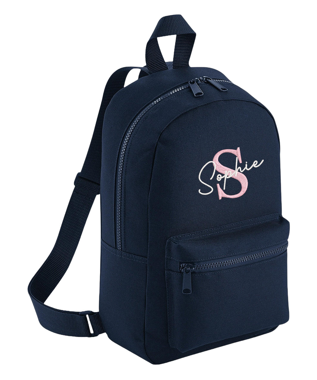 Embroidered Girls Personalised Initial Name Mini Backpack Custom Text School Rucksack Nursery Bag