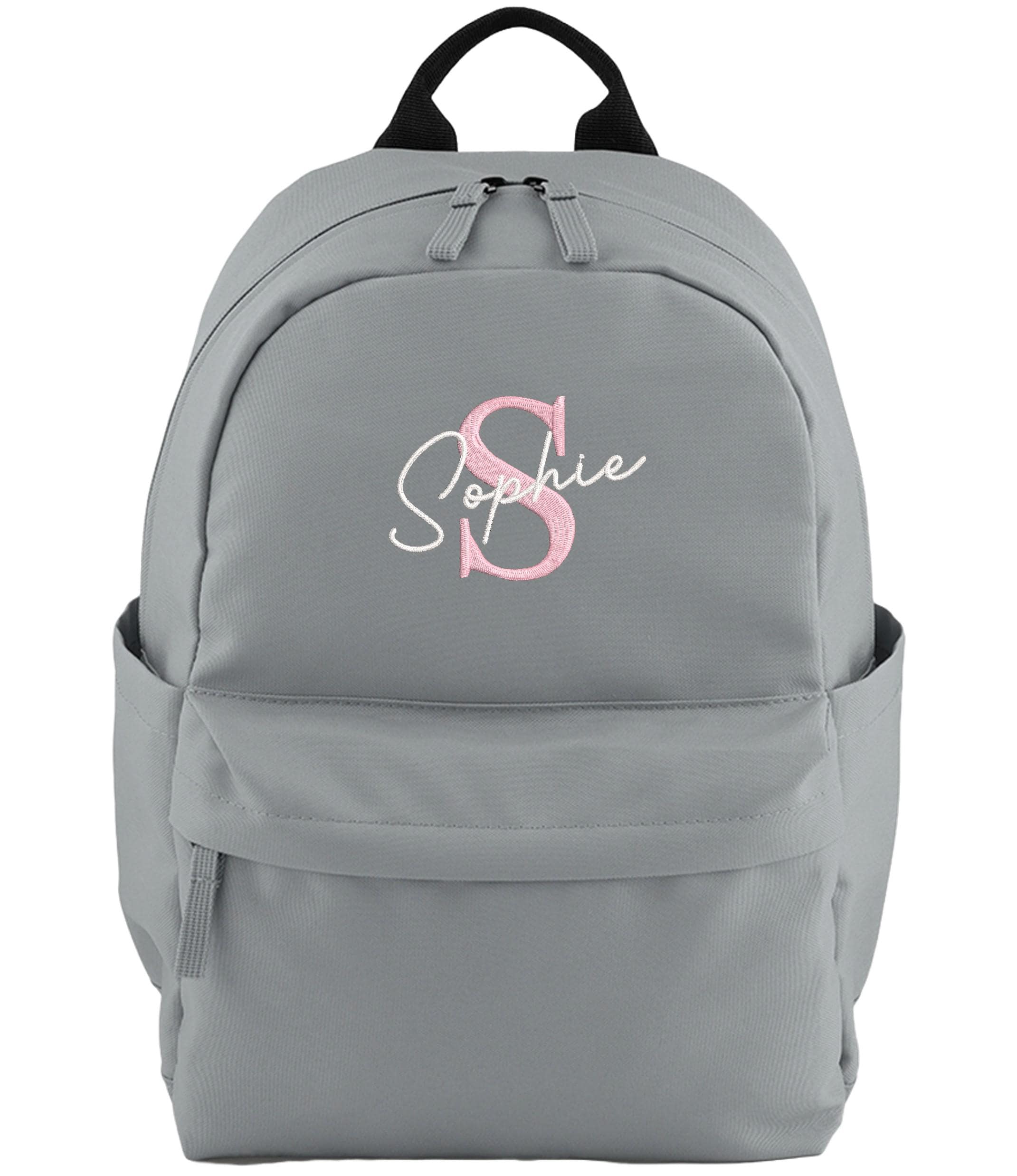 Embroidered Girls Personalised Initial Name Small Backpack Custom Text School Rucksack Nursery Bag
