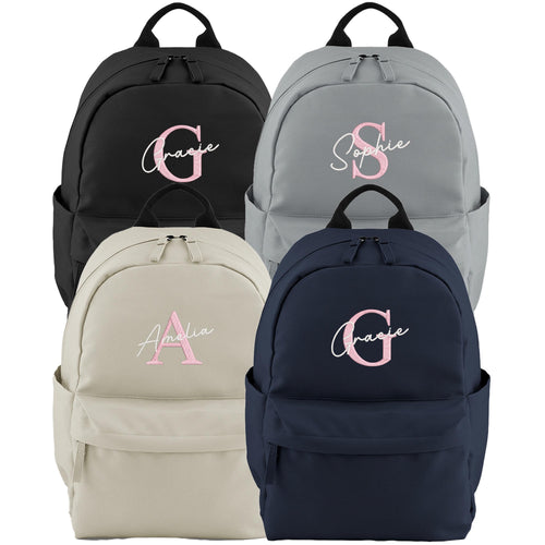 Embroidered Girls Personalised Initial Name Small Backpack Custom Text School Rucksack Nursery Bag