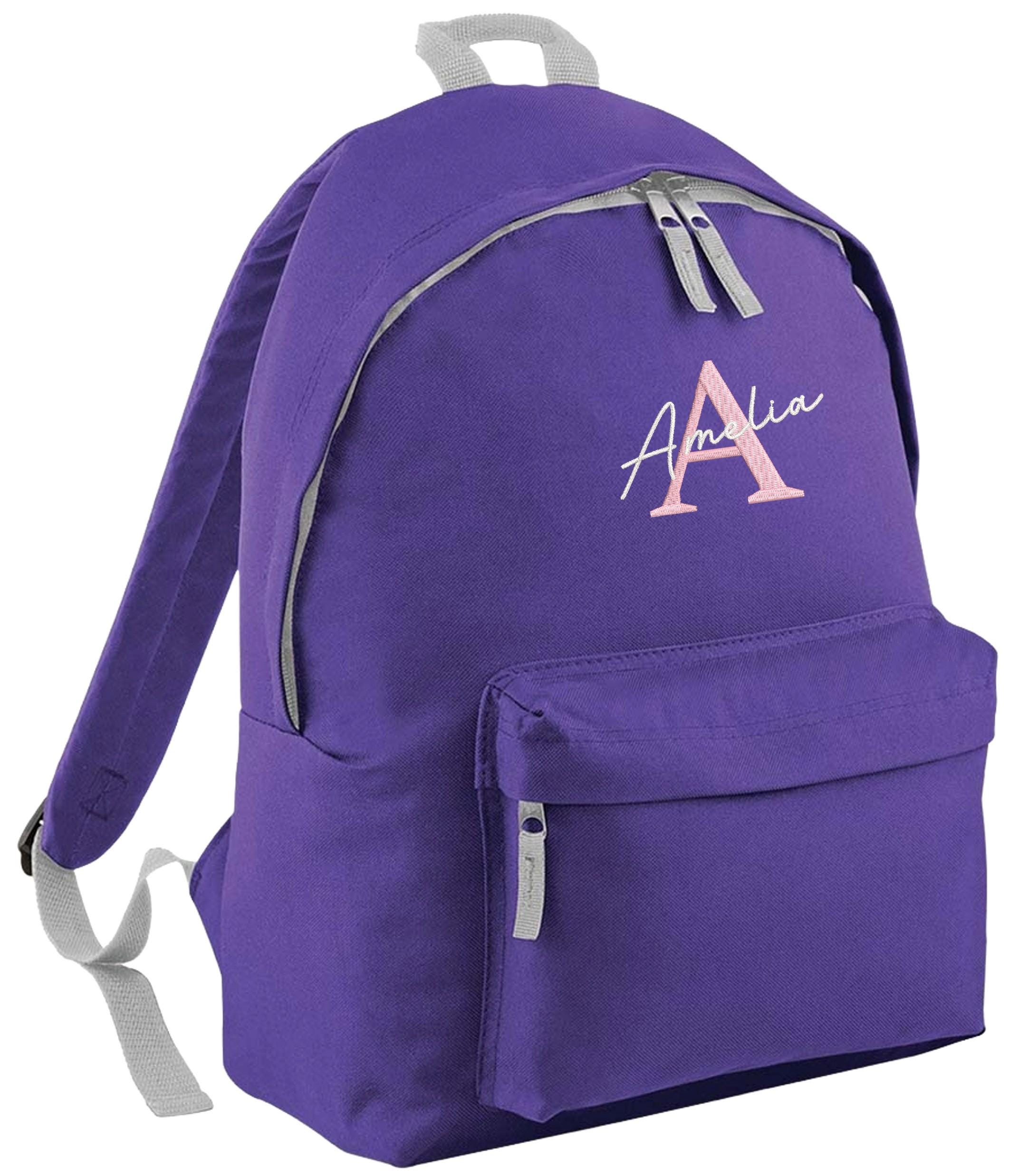 Embroidered Girls Personalised Initial Name Junior Backpack Custom Text School Rucksack Nursery Bag