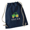 Embroidered Boys Personalised Tractor Name Cotton Gymsac Custom Text School PE Bag Nursery Bag