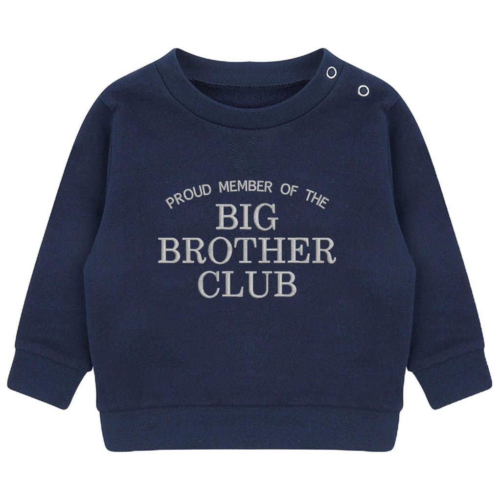 Embroidered Proud Member Of The Big Brother Club Boys Sustainable Sweatshirts Toddler and Kids New Brother Gift