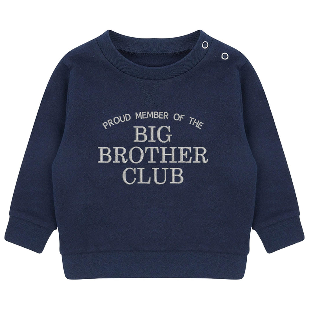 Embroidered Proud Member Of The Big Brother Club Boys Sustainable Sweatshirts Toddler and Kids New Brother Gift