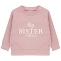 Embroidered Big Sister Personalised Name Girls Sustainable Sweatshirts Pink Toddler & Kids Custom New Sister Gift