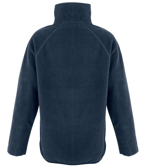 Embroidered Cow Personalised Name Kids Recycled Fleece Top Jacket Navy Custom Farm Animals Coat