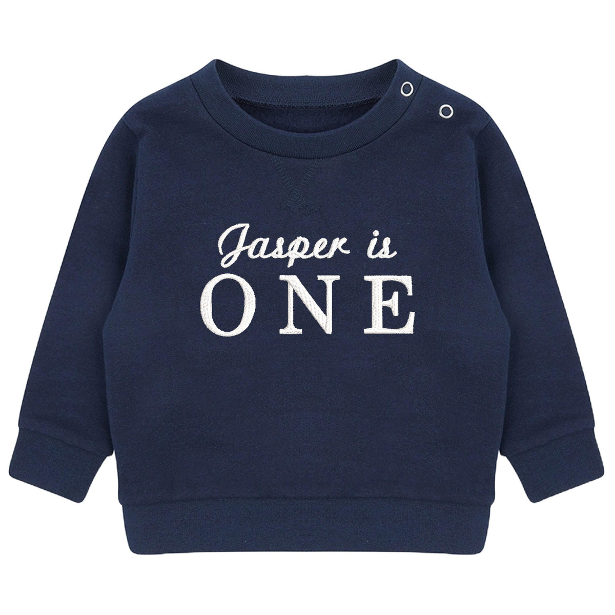 Embroidered Personalised Name Is One Boys & Girls Sustainable Sweatshirts Baby and Toddler Custom Jumper 1st Birthday Gift