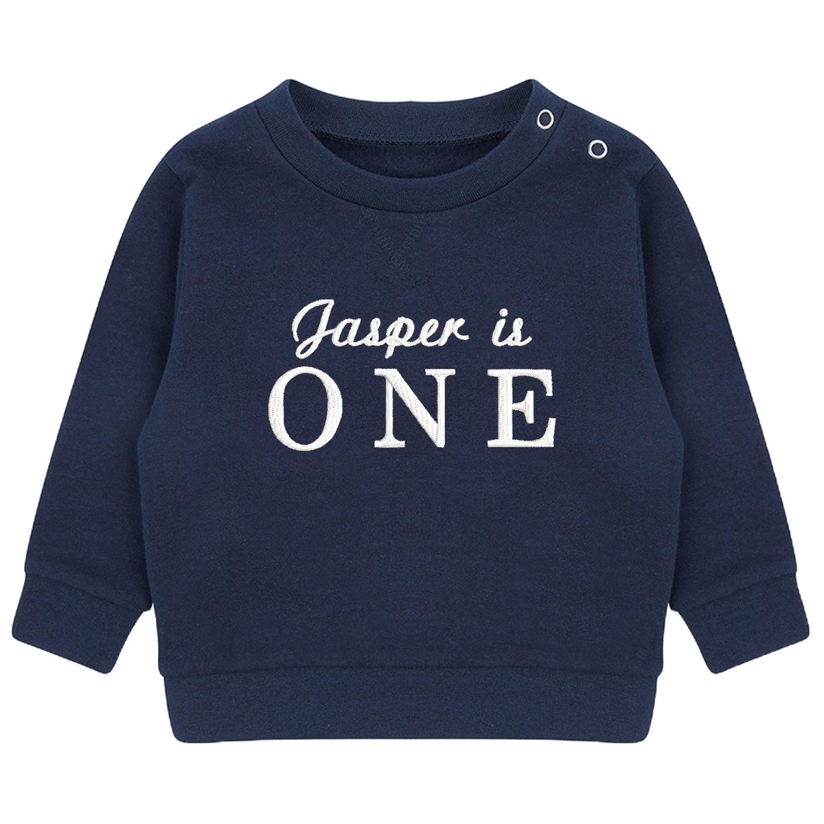 Embroidered Personalised Name Is One Boys & Girls Sustainable Sweatshirts Baby and Toddler Custom Jumper 1st Birthday Gift