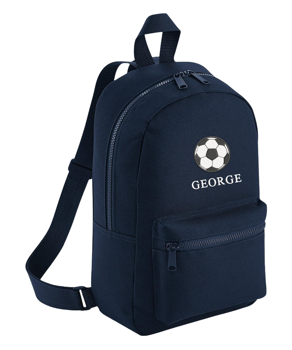 Embroidered Football Kids Personalised Name Backpack & Lunch Bag Set Boys Girls Navy Custom School Rucksack Nursery Bag