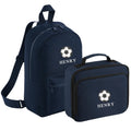 Embroidered Football Kids Personalised Name Backpack & Lunch Bag Set Boys Girls Navy Custom School Rucksack Nursery Bag