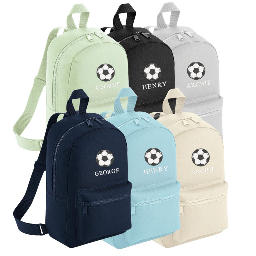 Embroidered Football Boys Personalised Name Mini Backpack Custom Text School Rucksack Nursery Bag