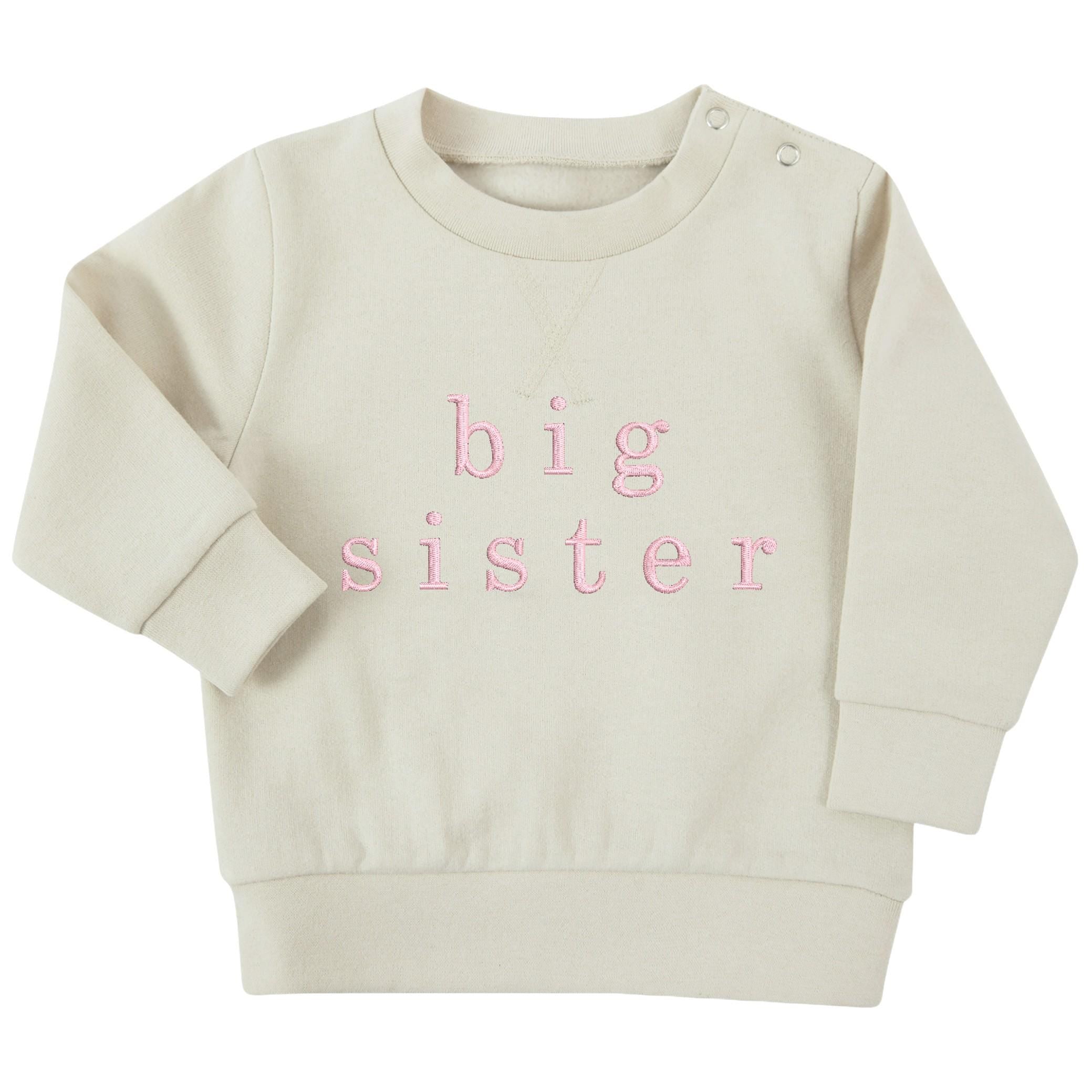 Embroidered Big & Little Sister Girls Sustainable Sweatshirts Baby and Toddler Pink Matching New Siblings