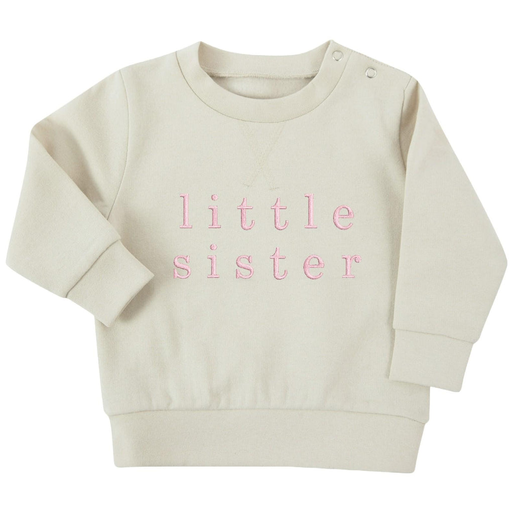 Embroidered Big & Little Sister Girls Sustainable Sweatshirts Baby and Toddler Pink Matching New Siblings