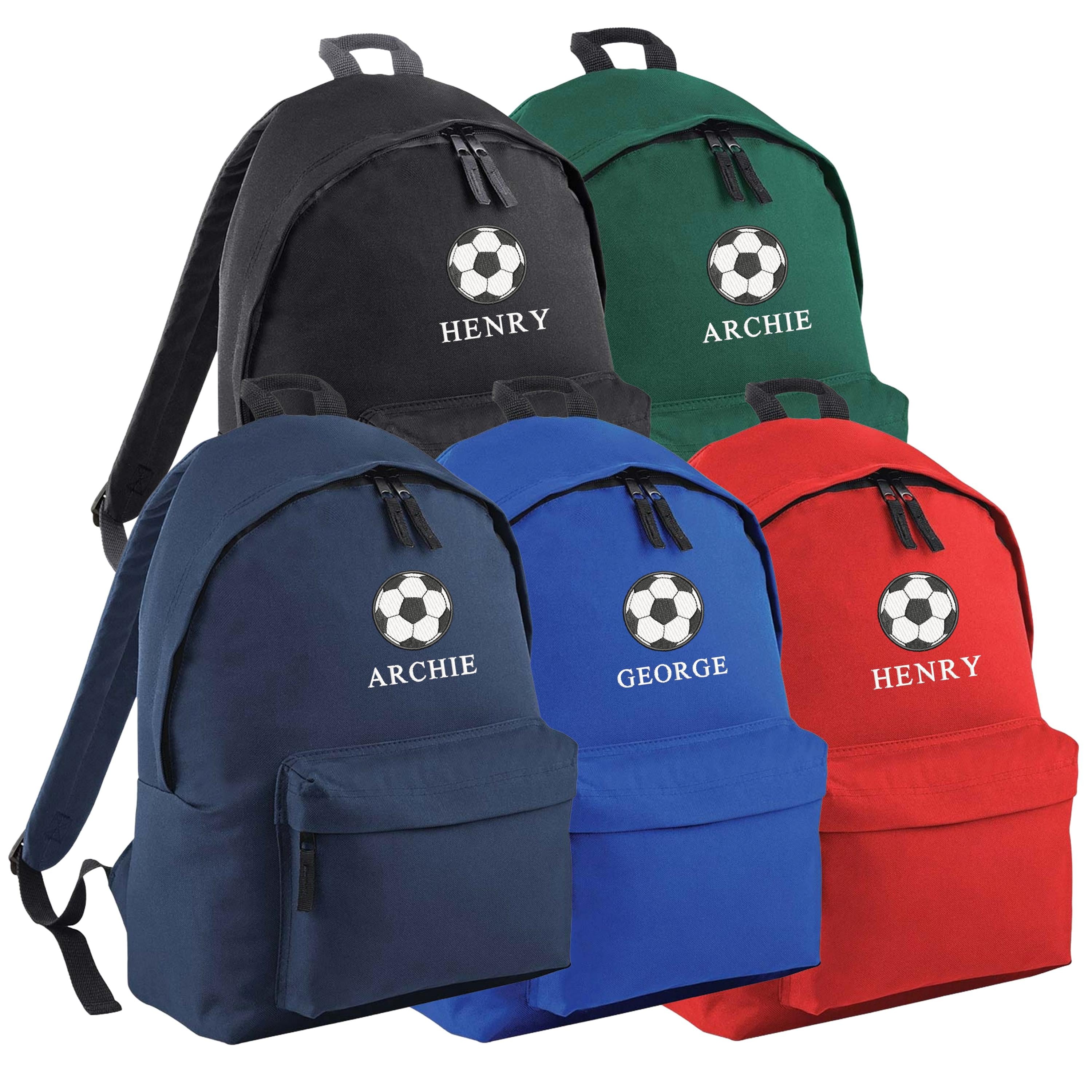 Embroidered Kids Football Personalised Name Junior Backpack Boys Custom School Rucksack Nursery Bag
