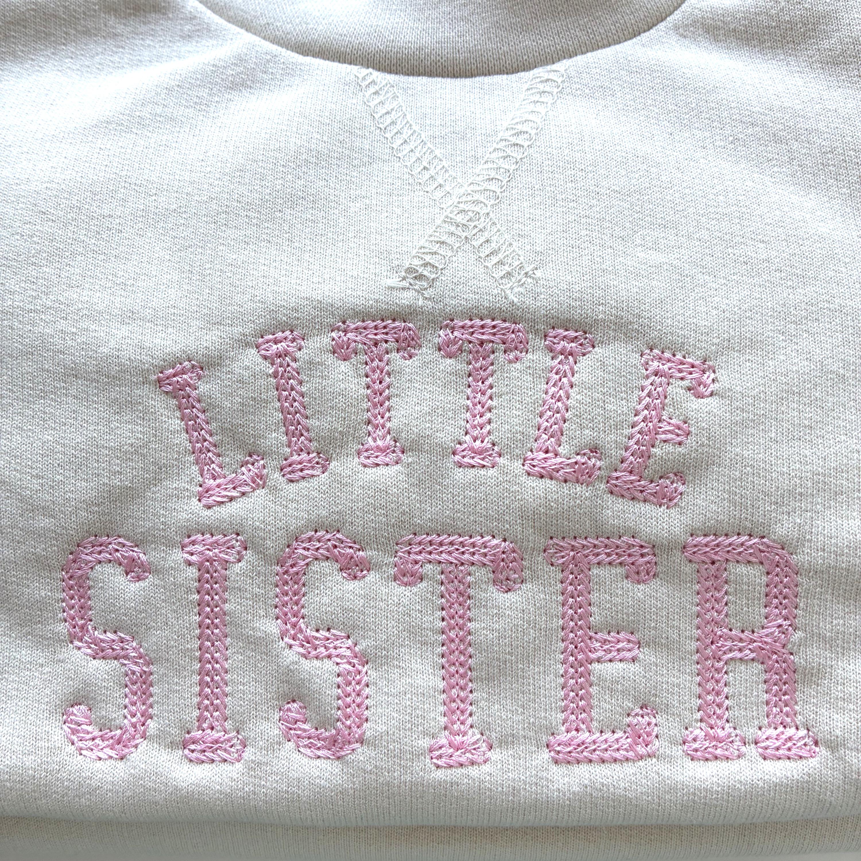 Embroidered Big & Little Sister Girls Sustainable Sweatshirts Baby and Toddler Pink Varsity Matching New Siblings