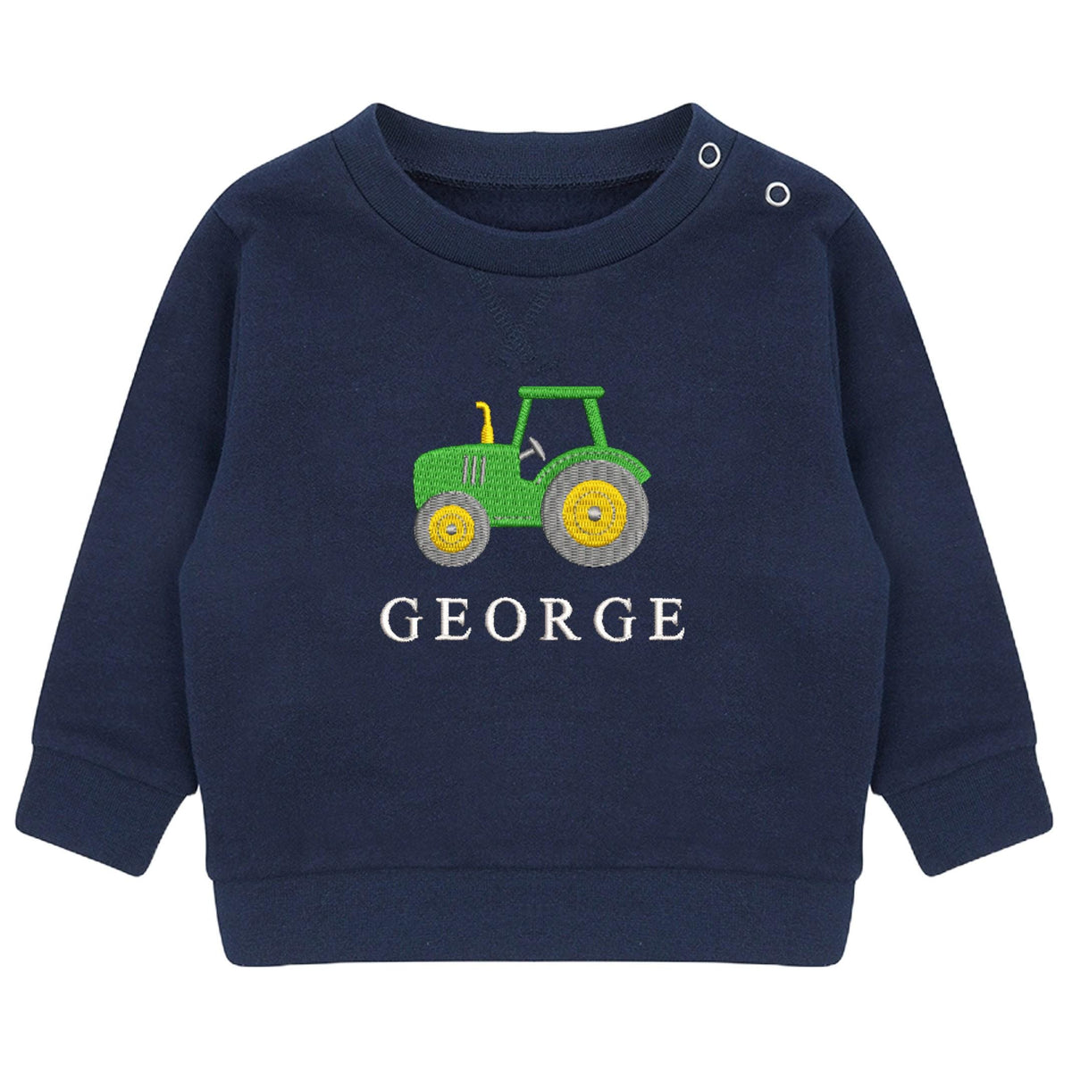 Embroidered Personalised Name Boys Sustainable Sweatshirt and Joggers Set Baby & Toddler Custom Text Tractor Cute Farm Outfit